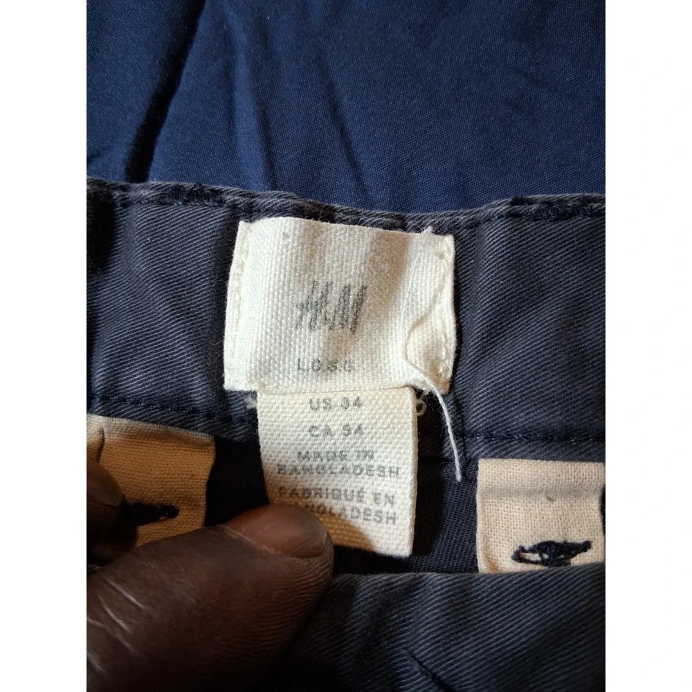 H&M LOGG Blue Skinny Fit Flat Front Chino Pants Men's SZ 34 Measure 34X31 - Picture 4 of 7